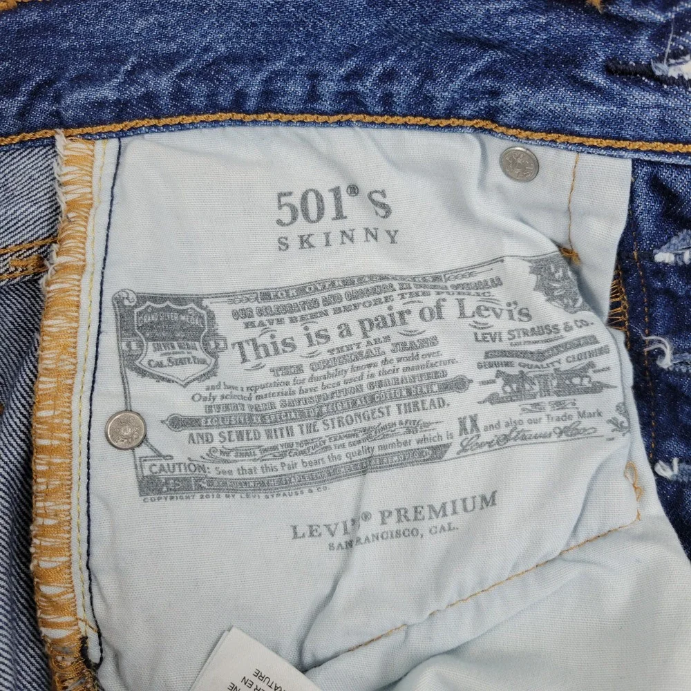 Levis BIG E 501XX S Jeans Mens 24 x 30 Skinny Leg Blue‎ Cotton Denim Pants